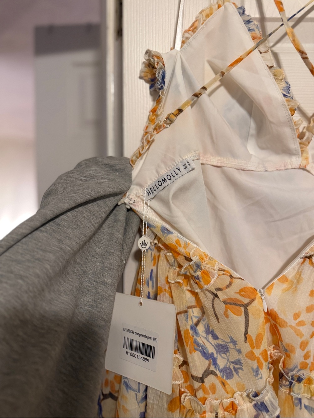 NWT Hello Molly Floral Ruffle Tiered Mini Dress | Cream | Size S (AU 8) - Picture 8 of 10